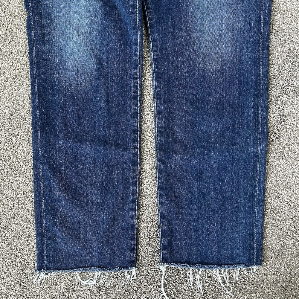 Agolde Sophie Crop Jeans Size 31 Dark Wash Frayed Hem Skinny Leg Mid-Rise Blue - Picture 7 of 12